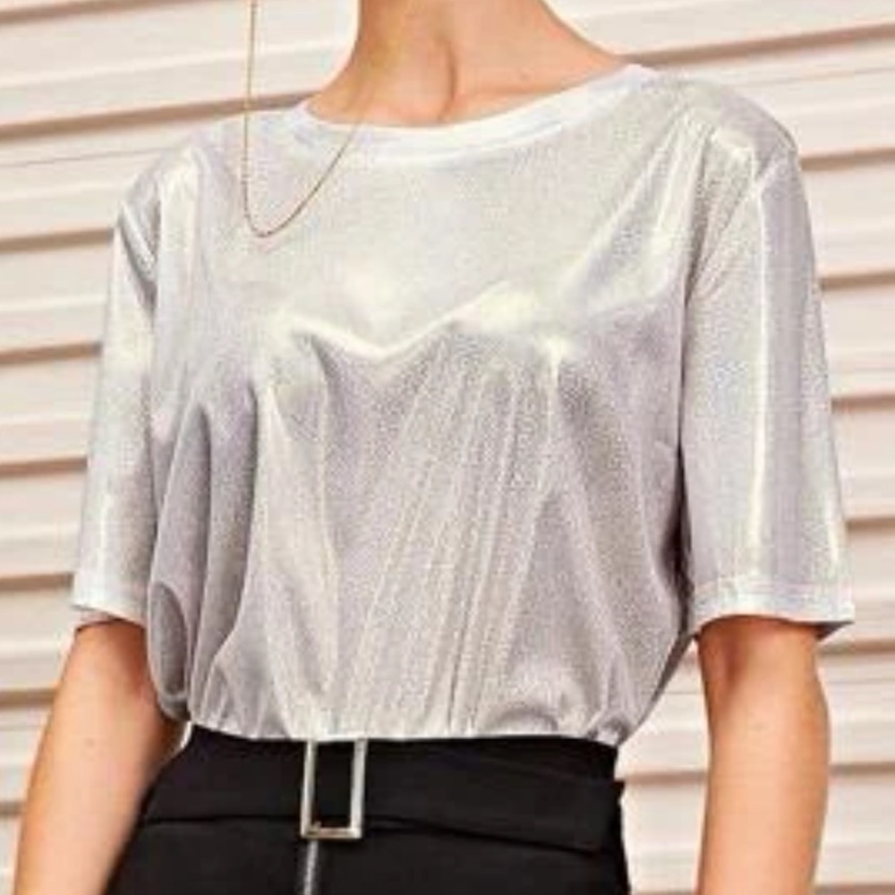 Shein Metallic Tee NWOT